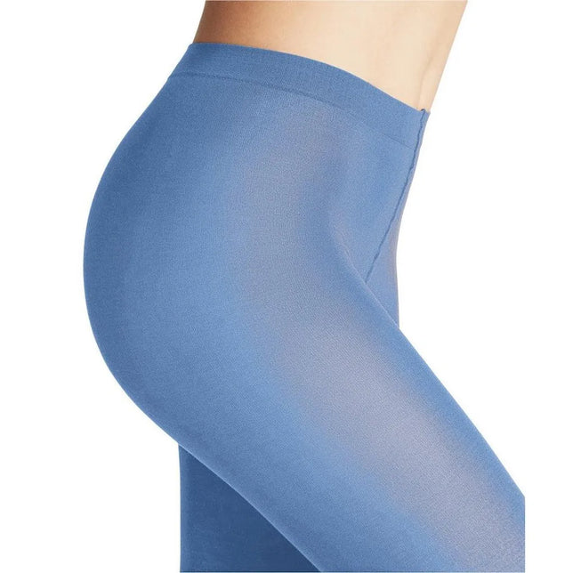 Falke damespanty Cotton Touch TI 40081 in blauw, met gladde, ondoorzichtige stof en elastische tailleband. - Jambelles