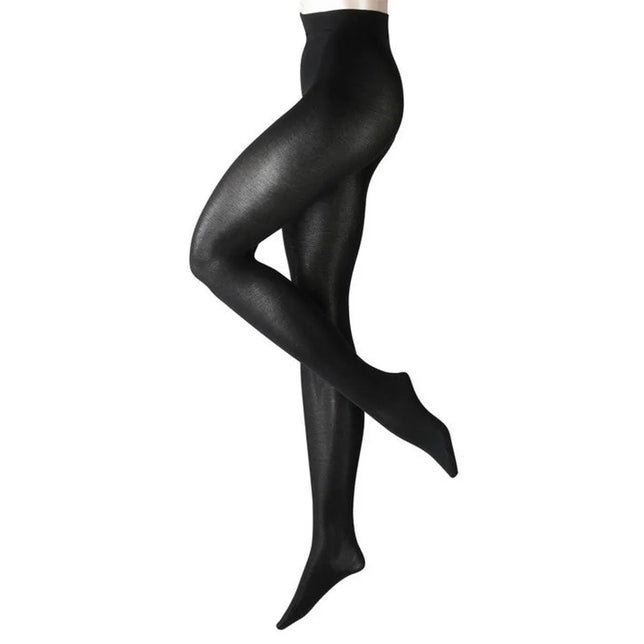 Falke Dames Panty Cotton Touch TI 40081 in zwart, met hoge taille en effen, gladde afwerking. - Jambelles