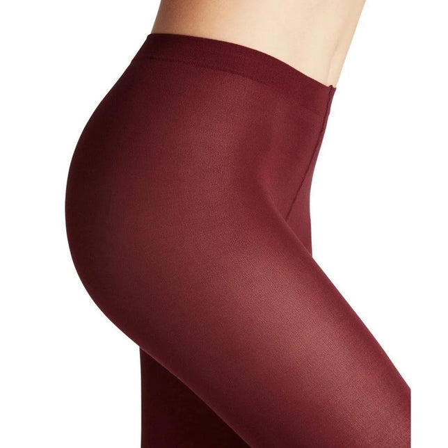Falke damespanty Cotton Touch TI 40081 in bordeauxrood met gladde afwerking en brede tailleband. - Jambelles
