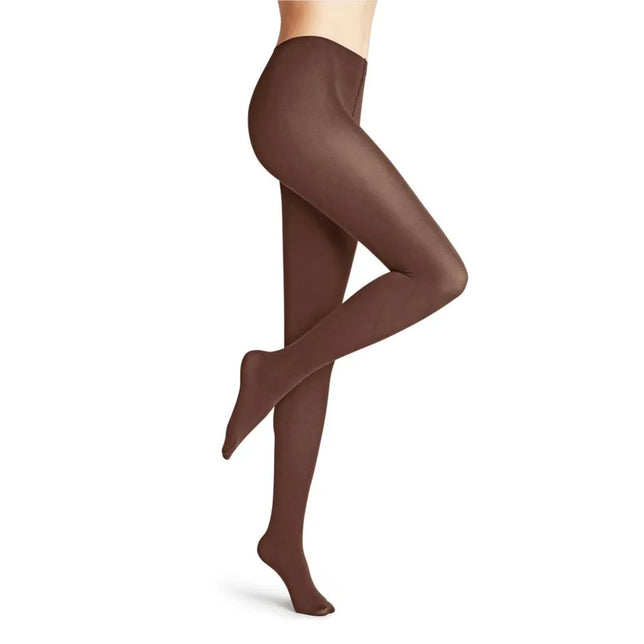 Falke damespanty Cotton Touch TI 40081 in effen bruin, met hoge taille en een gladde, matte afwerking. - Jambelles