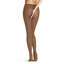Falke Cotton Touch TI 40081 damespanty in bruin, effen en licht transparant met hoge taille. - Jambelles