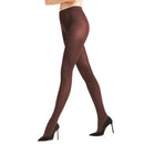 Falke Cotton Touch TI 40081 damespanty in bruin, effen en licht transparant met hoge taille. - Jambelles