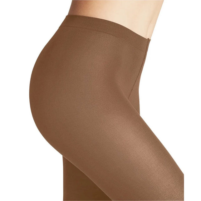 Falke damespanty Cotton Touch TI 40081 in bruin, met gladde fijngebreide structuur en brede tailleband. - Jambelles