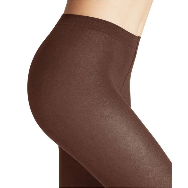 Falke damespanty Cotton Touch TI 40081 in bruin, met gladde, ondoorzichtige stof en hoge taille. - Jambelles