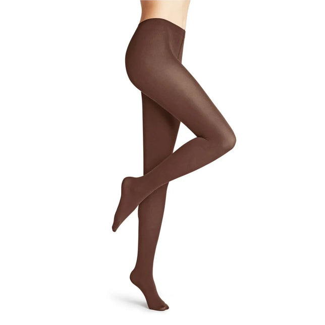Falke Cotton Touch TI 40081 damespanty in bruin, effen en licht transparant met hoge taille. - Jambelles