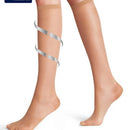 Falke dames pantykniekousen Vitalize Kneehigh 20 in antraciet, transparant met brede geribde boorden. - Jambelles