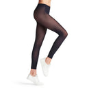 Zwarte Falke damespanty Matt Del. 30 LE 40631, transparant en mat, enkelvrij gedragen met zwarte pumps. - Jambelles