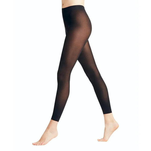 Falke damespanty Matt Deluxe 30 LE 40631 in matzwart, transparant en voetloos met brede tailleband. - Jambelles