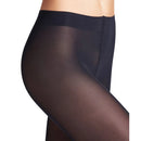 Zwarte Falke damespanty Matt Del. 30 LE 40631, transparant en mat, enkelvrij gedragen met zwarte pumps. - Jambelles