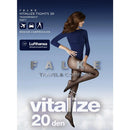 Falke Dames Panty Vitalize TI 20 40542, zwarte transparante 20 denier panty met medium compressie, gedragen door een model. - Jambelles