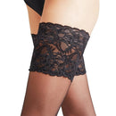 Falke dames stay-up kousen Seidengl. 15 in koraalrood, transparant met brede kanten bloemenboord - Jambelles