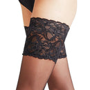 Falke dames stay-up kousen Seidengl. 15 in koraalrood, transparant met brede kanten bloemenboord - Jambelles
