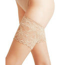 Falke dames stay-up kousen Seidengl. 15 in koraalrood, transparant met brede kanten bloemenboord - Jambelles
