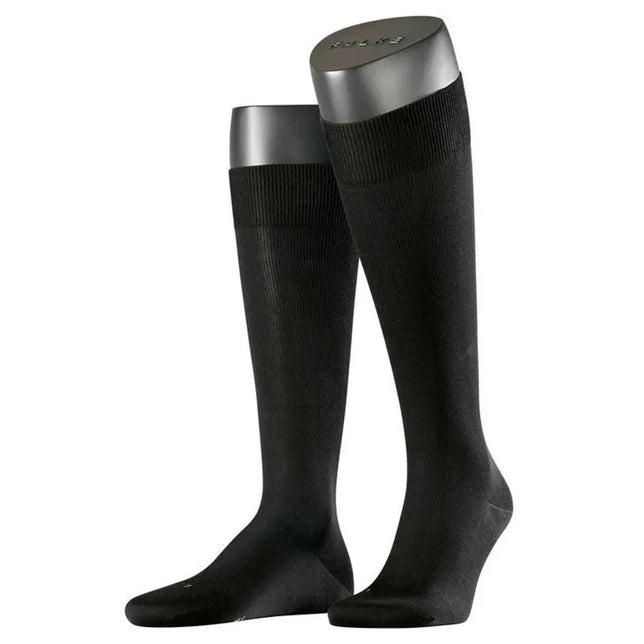 Zwarte Falke herenkniekousen Ultra Energizing Wool 15730 met brede geribde boord en verstevigde hiel en teen. - Jambelles