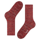 Falke heren sokken Brooklyn SO 12430 in rood gemêleerd, met grove ribstructuur en geribde boord. - Jambelles