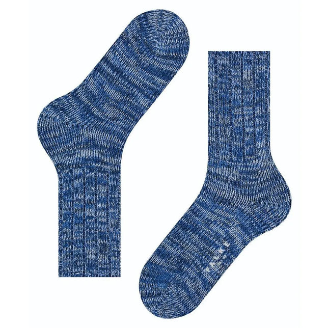 Falke Brooklyn SO 12430 herensokken in blauw gemêleerd breisel met ribstructuur en verstevigde hiel en teen. - Jambelles