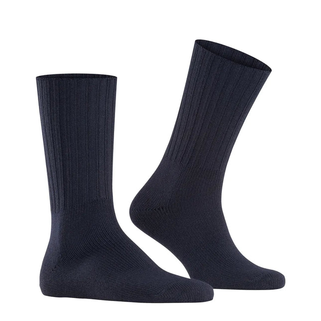 Falke Nelson 14497 herensokken in donkerblauw, met geribde schacht en effen voet. - Jambelles