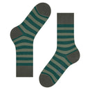Falke Sens Mapped Lin SO 12438 herensokken in paars met bordeauxrode strepen, teen, hiel en boord en groen logo. - Jambelles