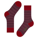 Falke Sens Mapped Lin SO 12438 herensokken in paars met bordeauxrode strepen, teen, hiel en boord en groen logo. - Jambelles