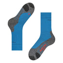 Falke heren wandelsokken TK2 16474 in blauw met grijze verstevigde teen en hiel, ribboord en rode details. - Jambelles