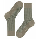Falke herensokken Uptown Tie SO 12437 in koraalrood met fijn beige geometrisch stippenpatroon en effen boord, hiel en teen. - Jambelles