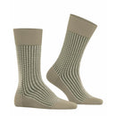 Falke herensokken Uptown Tie SO 12437 in koraalrood met fijn beige geometrisch stippenpatroon en effen boord, hiel en teen. - Jambelles
