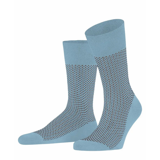 Falke heren sokken Uptown Tie SO 12437 in lichtblauw met fijn bruin geometrisch stippenpatroon. - Jambelles