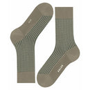 Falke herensokken Uptown Tie SO 12437 in koraalrood met fijn beige geometrisch stippenpatroon en effen boord, hiel en teen. - Jambelles