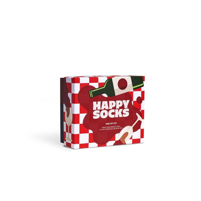 Happy Socks Dames &amp; Heren Fantasie Sokken 2-Pack Wine Gift Set P001837 - Jambelles