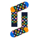 Paarse Happy Socks Celebrations 3-pack geschenkdoos met geel hengsel, champagneglazen en Cheers-opdruk. - Jambelles
