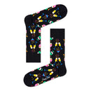 Paarse Happy Socks Celebrations 3-pack geschenkdoos met geel hengsel, champagneglazen en Cheers-opdruk. - Jambelles