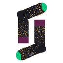 Paarse Happy Socks Celebrations 3-pack geschenkdoos met geel hengsel, champagneglazen en Cheers-opdruk. - Jambelles
