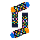 Paarse Happy Socks Celebrations 3-pack geschenkdoos met geel hengsel, champagneglazen en Cheers-opdruk. - Jambelles