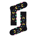 Paarse Happy Socks Celebrations 3-pack geschenkdoos met geel hengsel, champagneglazen en Cheers-opdruk. - Jambelles