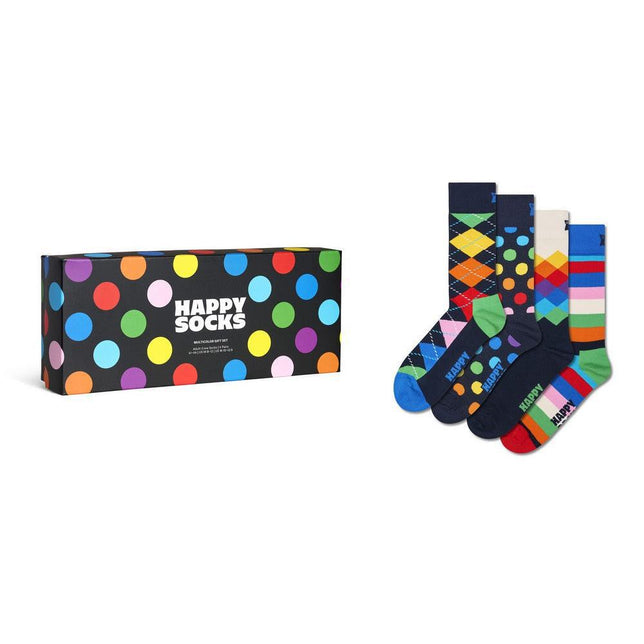 Happy Socks Dames &amp; Heren Fantasie Sokken 4-Pack Multi Socks Gift Set 4P P003445 - Jambelles