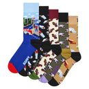 Zwarte Happy Socks fantasie sokken voor dames en heren met kleurrijke auto's en vrachtwagens. - Jambelles