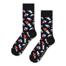 Zwarte Happy Socks fantasie sokken voor dames en heren met kleurrijke auto's en vrachtwagens. - Jambelles