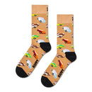 Happy Socks dames- en heren fantasie sokken Car in beige met kleurrijke auto's en zwarte tenen en hielen. - Jambelles