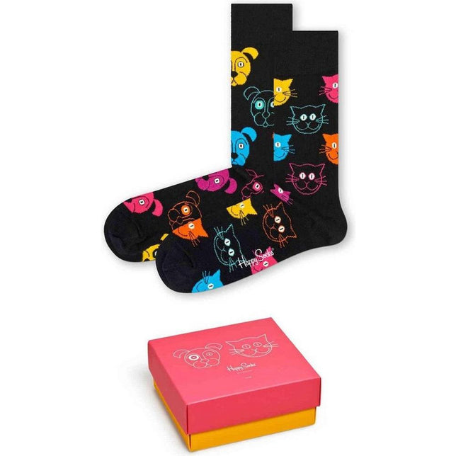 Happy Socks Dames &amp; Heren Fantasie Sokken Cat VS Dog Gift Box 2P XDOG02 - Jambelles