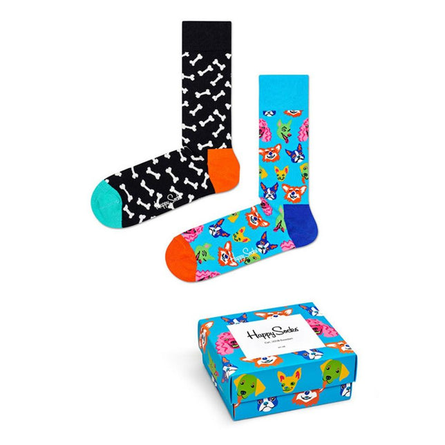 Happy Socks Dames &amp; Heren Fantasie Sokken Cat VS Dog Gift Box 2P XDOG02 - Jambelles