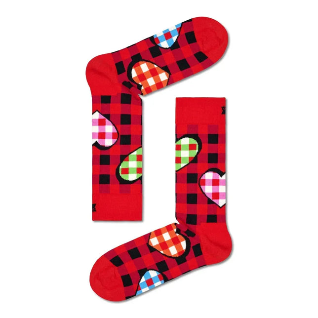 Checked Heart Socks P000261