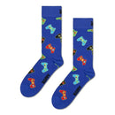 Happy Socks Controller Sock, blauwe fantasiesokken met kleurrijke gamecontrollers, gedragen met donkere loafers. - Jambelles
