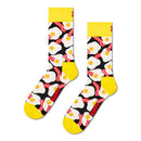 Happy Socks Egg Bacon sokken in zwart met gebakken eieren, rood-wit spek en gele boorden, hielen en tenen. - Jambelles