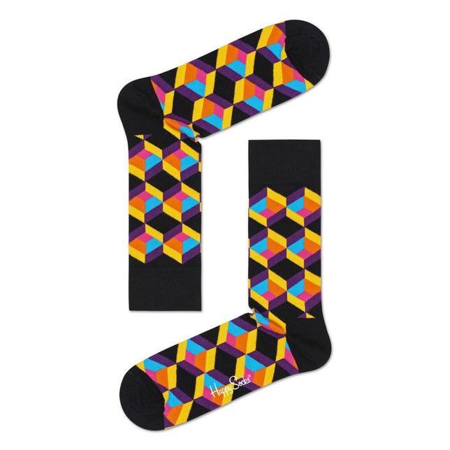 Happy Socks Dames &amp; Heren Fantasie Sokken Optic Square Sock OSQ01 - Jambelles