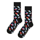 Zwarte Happy Socks Traffic Jam fantasie sokken voor dames en heren, met kleurrijke auto's en vrachtwagens. - Jambelles