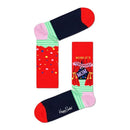 Happy Socks World's Strongest Mom sokken in rood en navy, met stippen, strepen en kleurrijke theaterprint. - Jambelles