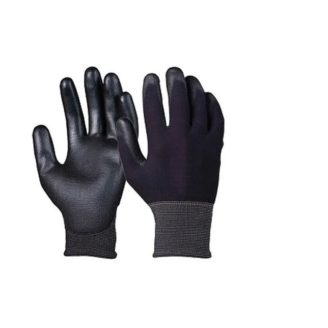 HBV Safety Gloves 80550, zwarte veiligheidshandschoenen met gecoate handpalm en gebreide manchetten. - Jambelles