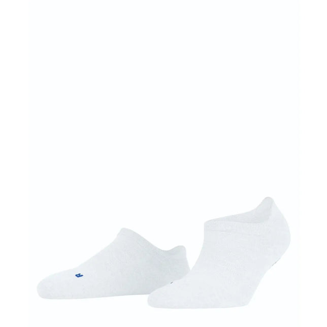 Witte FALKE Cool Kick SN CP 46453 herensneakersokken met lage boord en klein blauw logo op de teen. - Jambelles