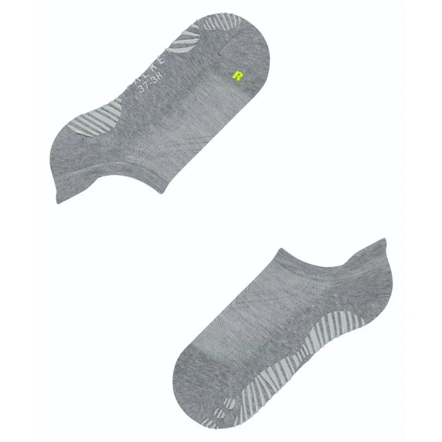 Grijze FALKE Cool Kick SN CP 46453 herensokken met lage boord, strepen en neongele R-markering. - Jambelles