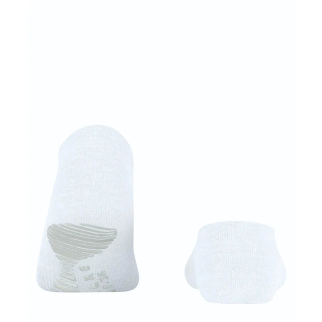 Witte FALKE Cool Kick SN CP 46453 herensokken, laag model, met grijze antislipdetails op de zool. - Jambelles